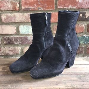 Prada Suede Black Heeled Boots